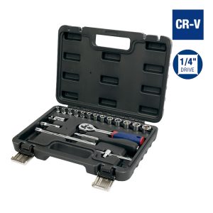 Juego De Bocallaves, Encastre 1/4" Crv 19 Piezas Valija Plástica