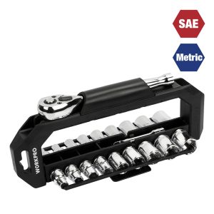 "Juego De 23 Piezas Bocallaves Con Rack  Rotable Encastre 1/4"" + 3/8"""