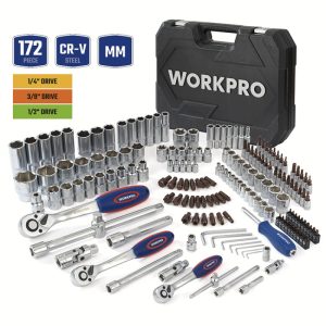 Juego De Herramientas Mecánicas De Encastre 1/4"+3/8"+1/2" 172 Piezas